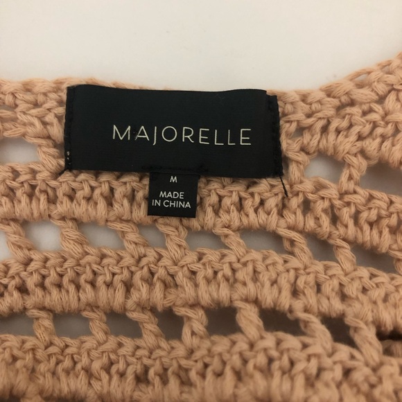 MAJORELLE Flower Crochet Knit Women’s Size Medium Tan Coverup Boho Tunic Dress - Picture 6 of 11